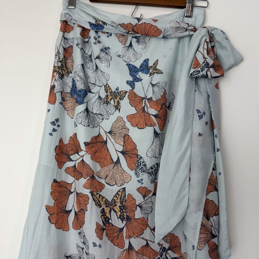 Free People Bri Bri Butterfly Maxi Skirt Blue Orange Women’s 6 Boho Spring - Picture 6 of 16